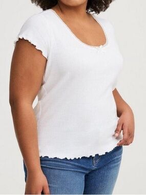 Torrid Lace Trim Fitted Scoop Lettuce-Edge Tee sz 3X